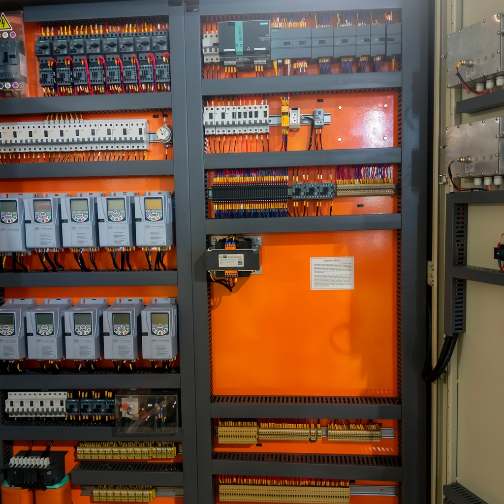 CCM industrial com inversores e PLC em estrutura de grande porte